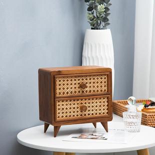 桌面实木收纳盒抽屉式置物架小型收纳柜书架书桌上整理盒子收纳柜