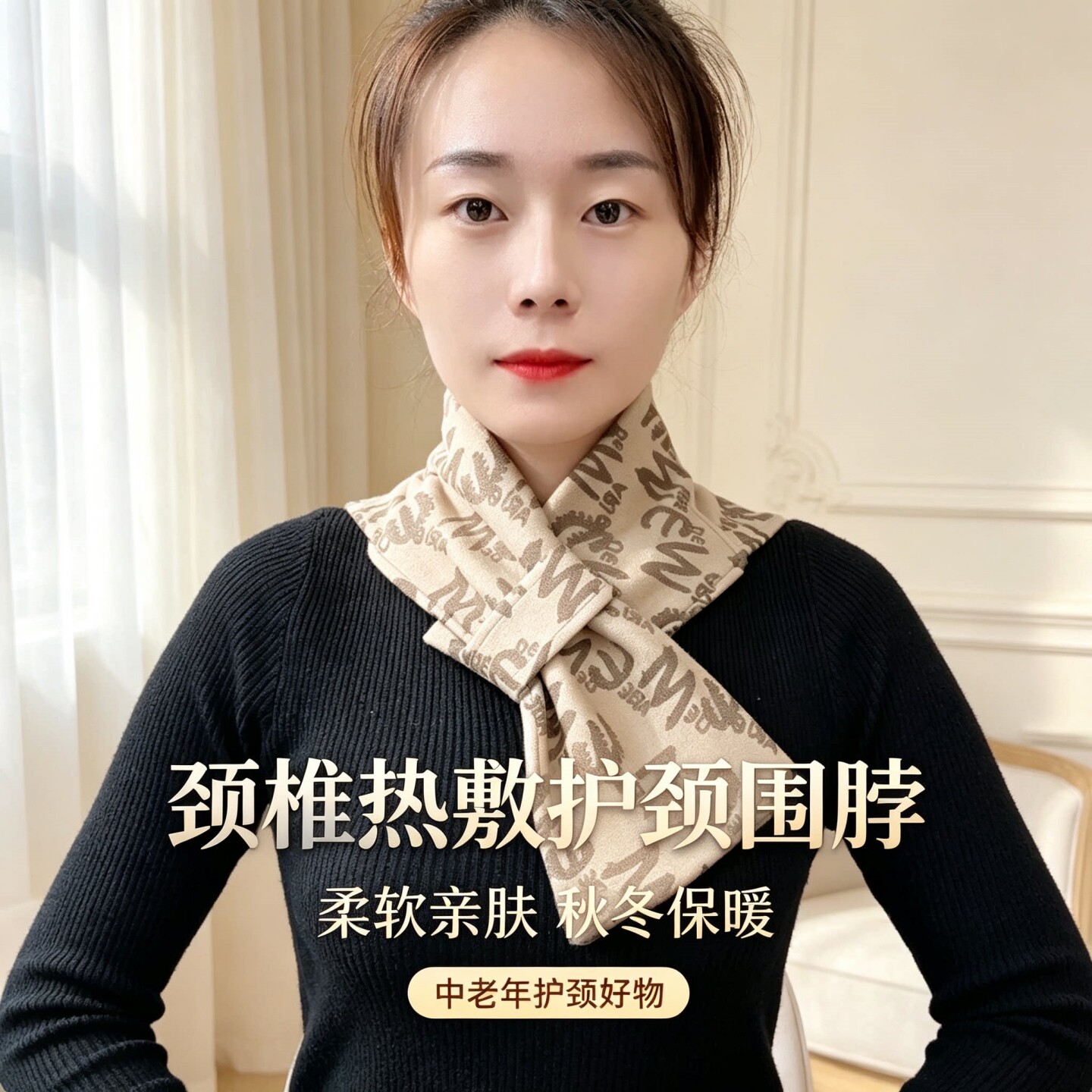 德绒带兜护颈围脖可放暖贴保暖