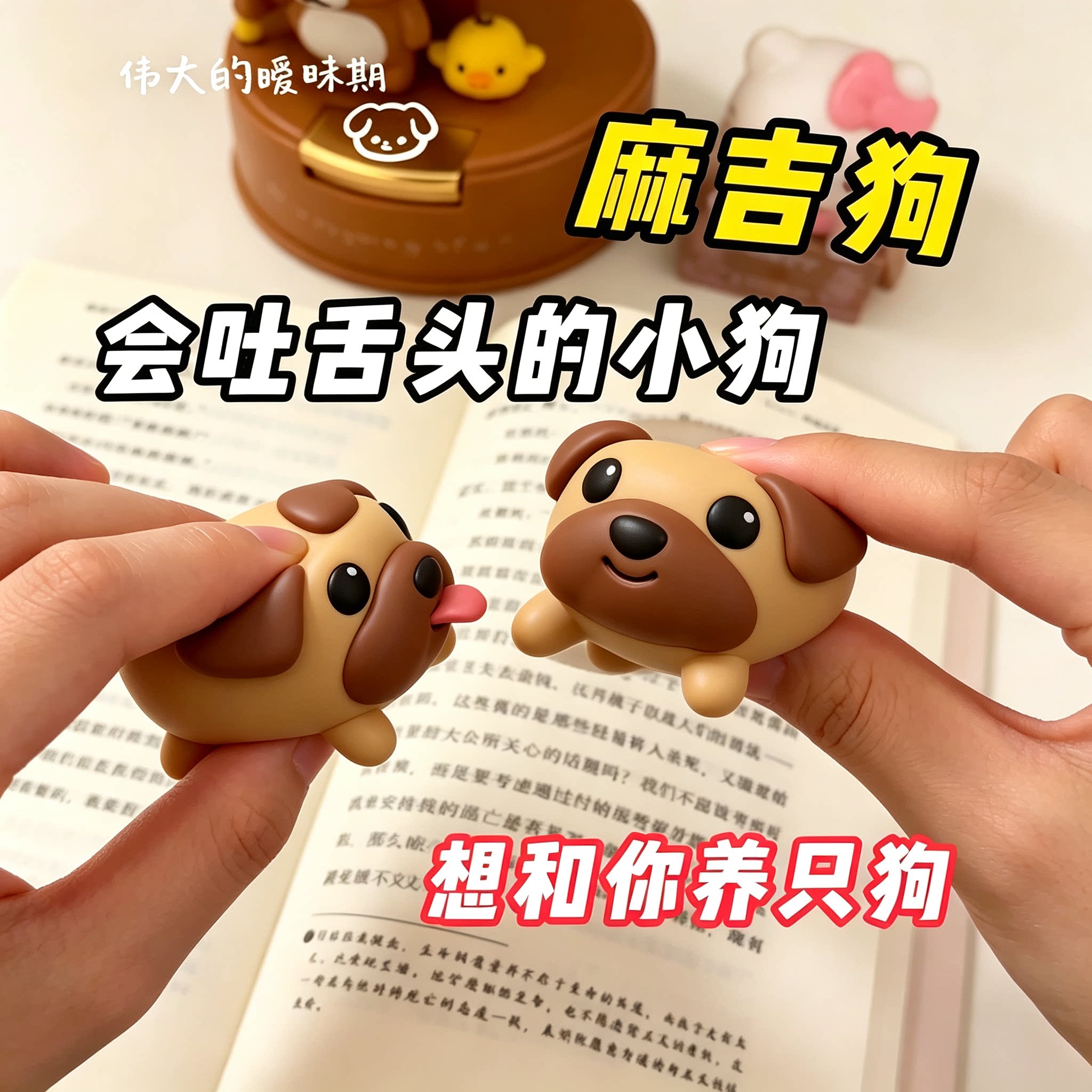 可爱贪吃麻吉狗吐舌解压玩具