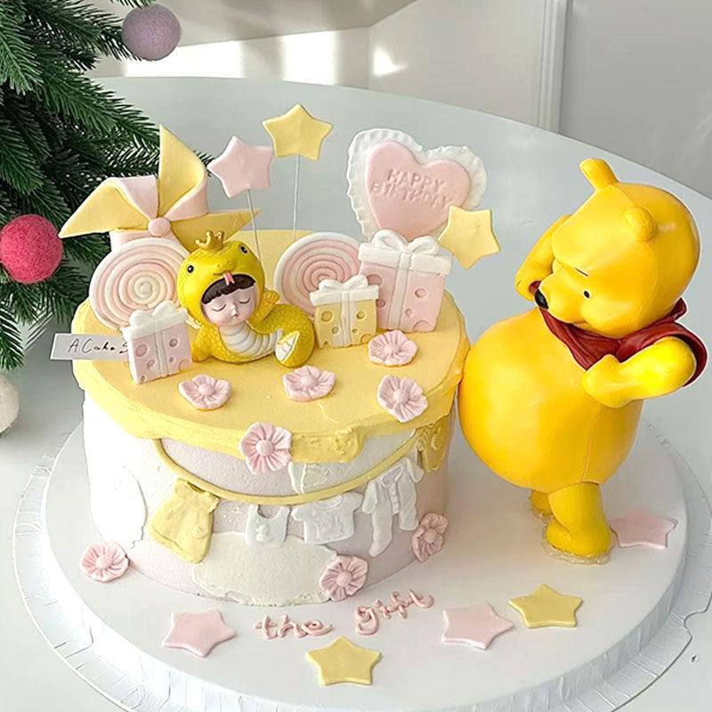 孕妈妈蛇宝宝满月百天蛋糕装饰