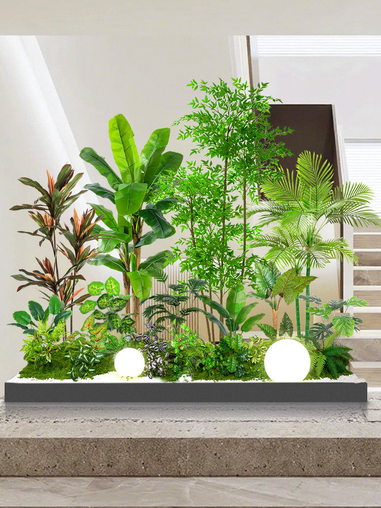 模拟绿色植物组合景观楼梯商场热带假植物景观假树室内盆栽装饰摆