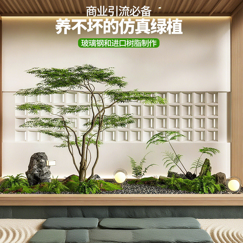 大型仿真枫叶树植物造景室内楼梯口装饰橱窗仿生绿植轻奢假树造景