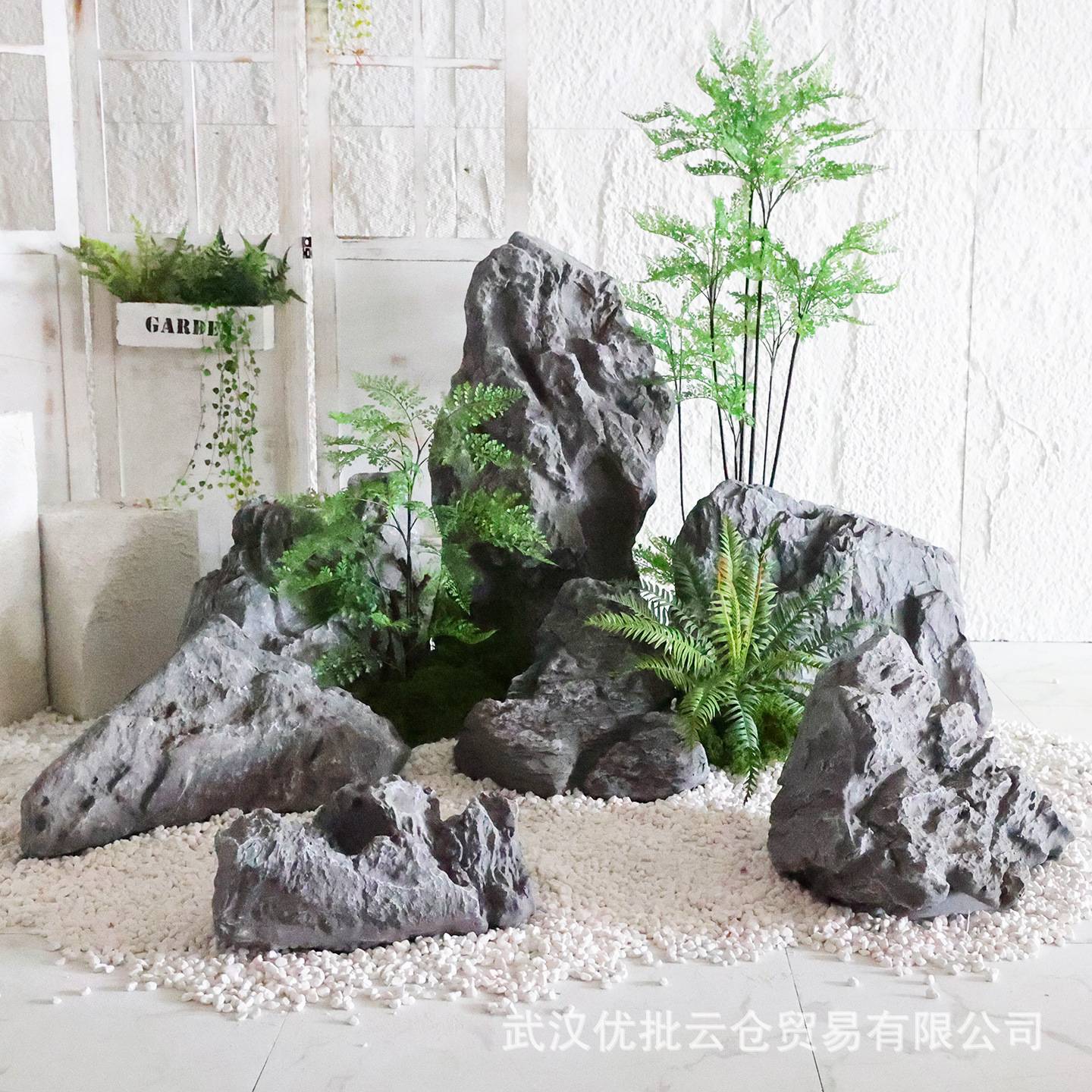 仿真玻璃钢石头摆件室内石块造景