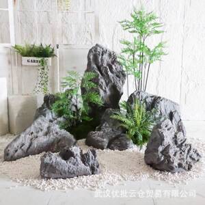 仿真玻璃钢石头摆件室内石块造景