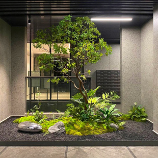 仿真马醉木绿植景观组合假树植物橱窗角落室内装饰布置楼梯下造景