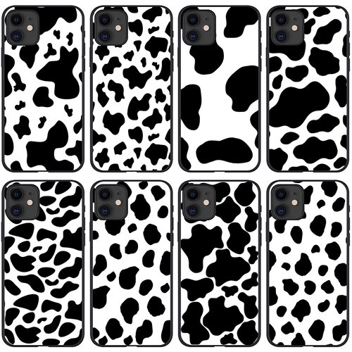 适用iPhone13奶牛纹手机壳苹果XS_XR黑白豹纹彩绘手机壳12pro_6_7