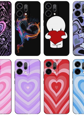 适用opporeno14黑色磨砂手机壳reno15f欧美ins爱心手机壳13pro heart phone case