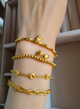 金包银两竹节手链女18k金古法传承节节高手环手串送女友情人节