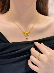 金包银在逃公主蝴蝶结项链女18k金时尚锁骨链百搭送女友情人节礼