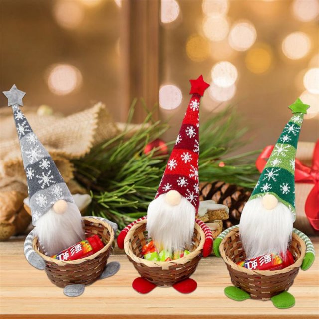 faceless gnome candy basket merry christmas decor gift packa