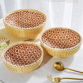 越南竹编篮竹簸箕家用竹编馒头筐水果竹篮农家竹制品收纳篮馒头筐