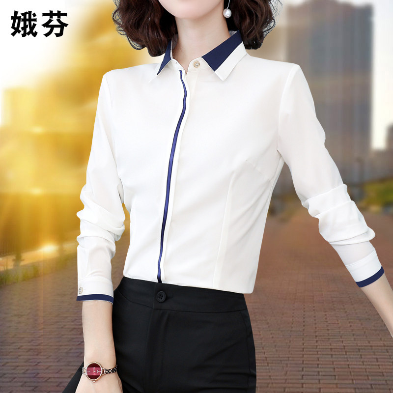 雪纺衬衫女长袖职业2020秋装新款设计感小众加绒白衬衣工作服上衣