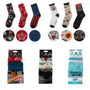 Things怪奇物语袜子周边地狱火短筒中筒袜三双套装 正版 Stranger