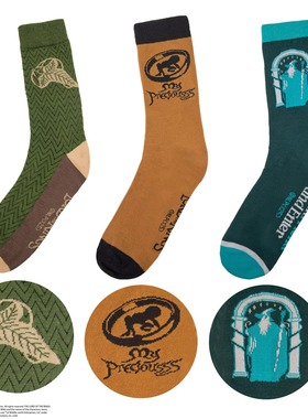 正版Cinereplicas魔戒指环王周边袜子精灵树叶咕噜中筒袜3双套装