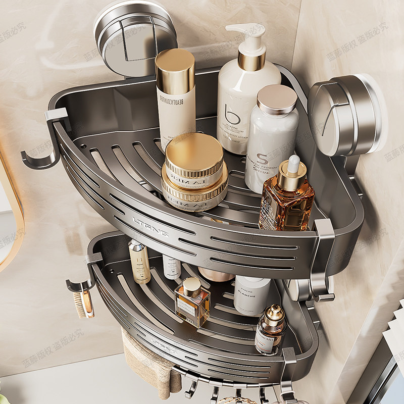 吸盘浴室置物架三角篮免打孔卫生间厕所收纳架子墙角沐浴露洗澡架