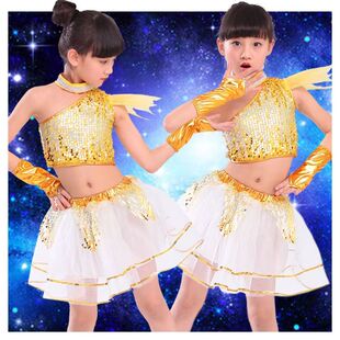 六一儿童演出服女童舞蹈表演服饰幼儿啦啦操男童亮片爵士舞服装 夏