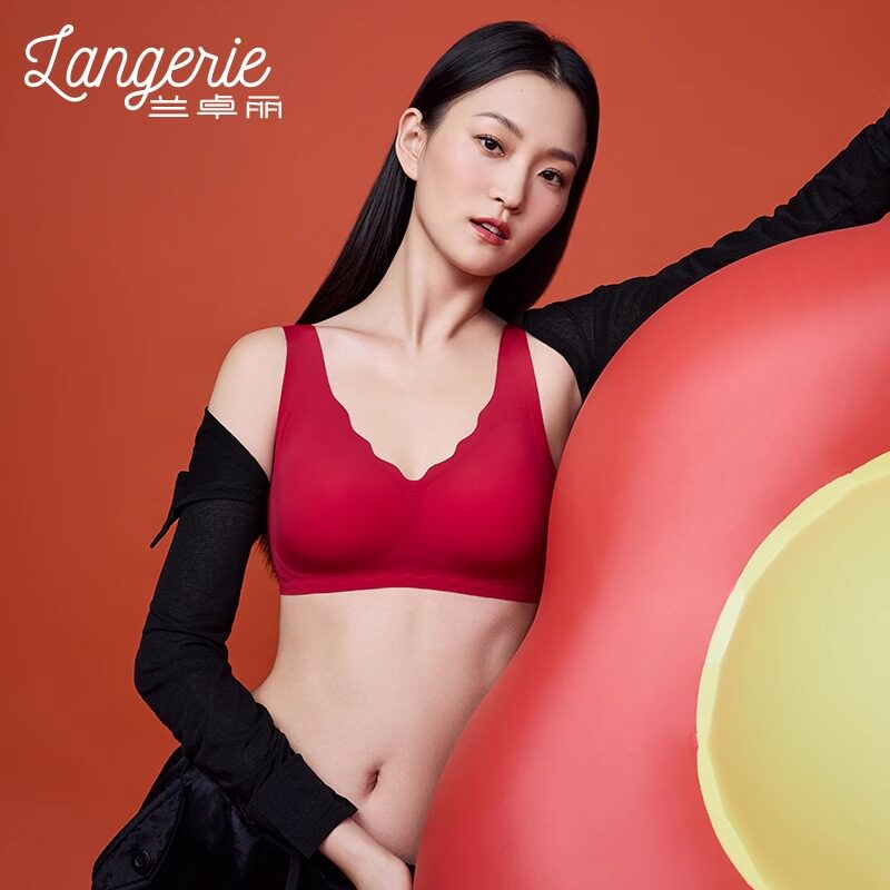 【兰卓丽波波弹】红色内衣本命年文胸舒适无痕胸罩背心式30216