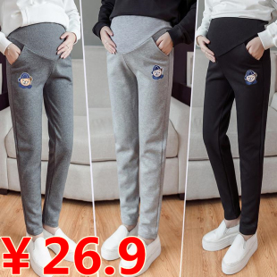 新款 时尚 打底裤 加绒加厚宽松托腹长裤 孕妇裤 子秋装 春秋冬外穿时尚