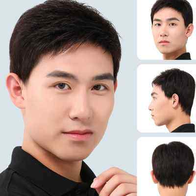 假发男短发男士真发男生全头套韩版帅气发型中老年发套真人假头发