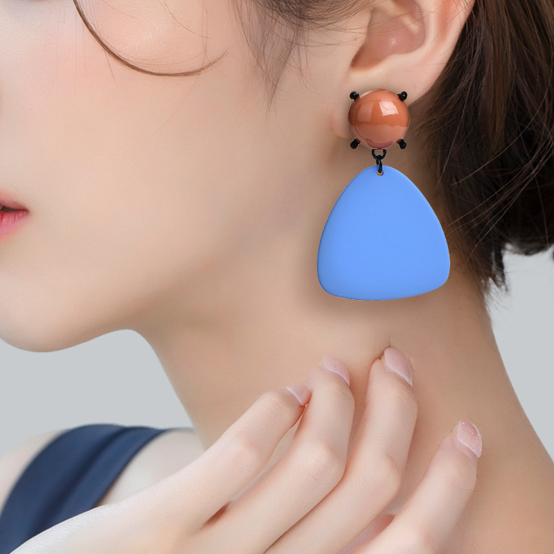 几何三角夸张耳环欧美大牌设计师冷淡风气质耳饰个性时尚撞色耳坠