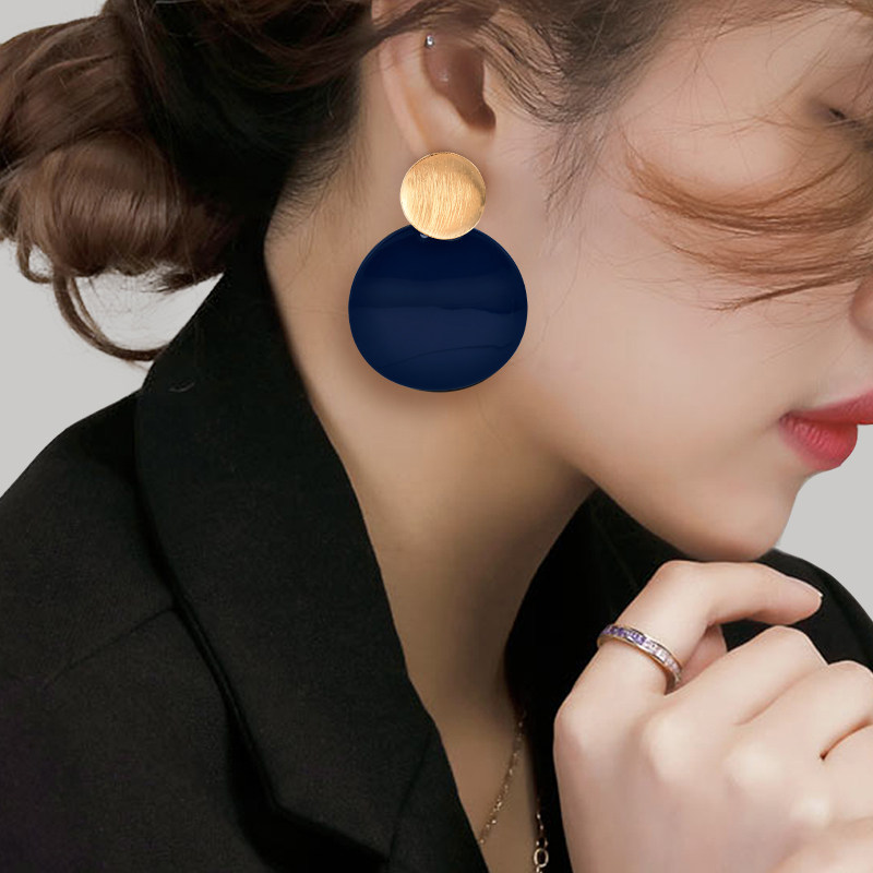 金属拉丝圆形耳环欧美个性时尚潮流复古圆圈耳饰夸张时髦大牌耳坠