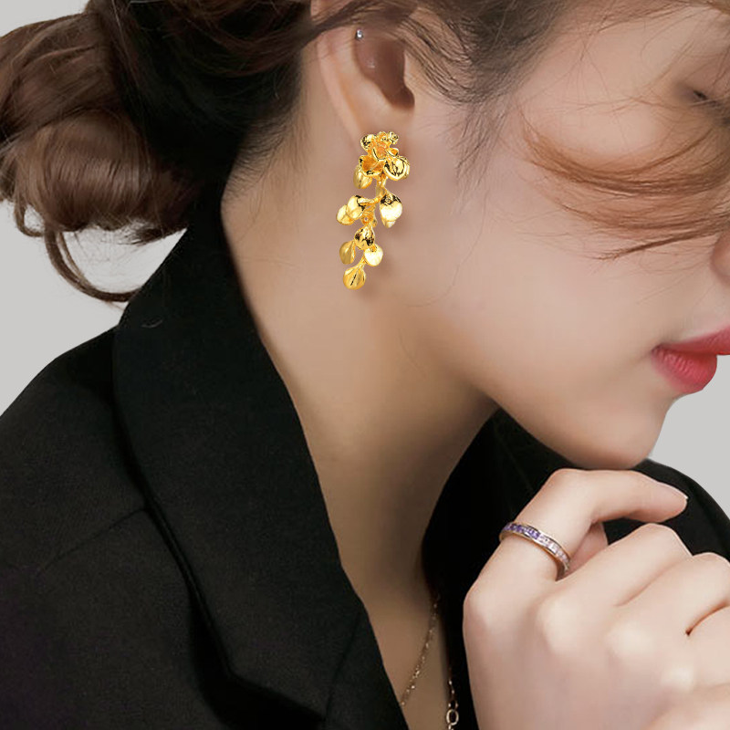 法式金色花朵树叶耳环轻奢高级感2025爆款耳饰独特绝美流苏耳坠女,饰品/流行首饰/时尚饰品新,耳环,淘宝优惠券,粉丝福利购,淘宝优惠卷
