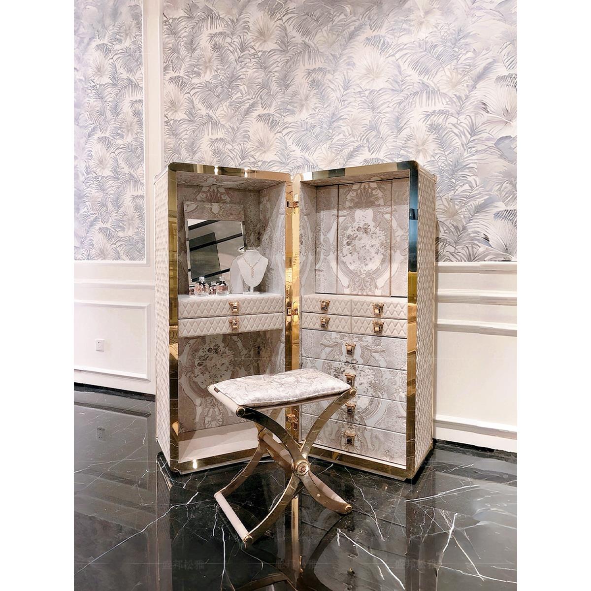 意式轻奢珠宝柜梳妆台落地卧室别墅豪宅古典高端带妆凳收纳首饰柜