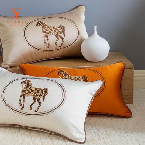 腰枕现代简约风客厅沙发长方形30x50靠枕床头靠垫抱枕套小号橙色