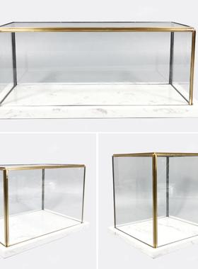 大理石方形玻璃罩摆件现代简约样板房间展厅工艺礼品摆饰展示陈列