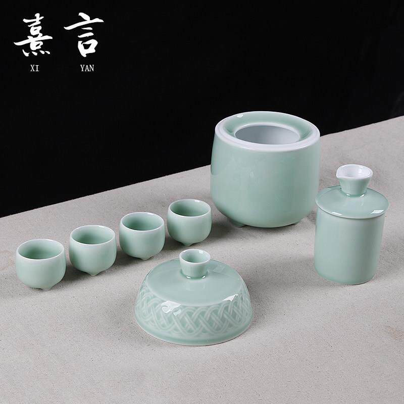 温酒器烫酒壶家用 陶瓷温酒壶半斤酒具套装热酒壶老式怀旧暖黄酒