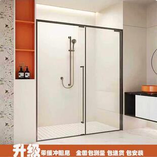 常州定制极窄不锈钢淋浴房移门下沉式一字型卫生间浴室隔断玻璃门