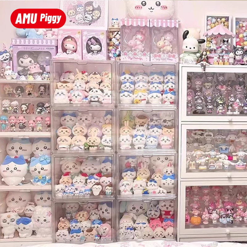 拉布布娃衣玩偶正品小玩偶摆放架公仔展示盒名创优品chiikawa挂件