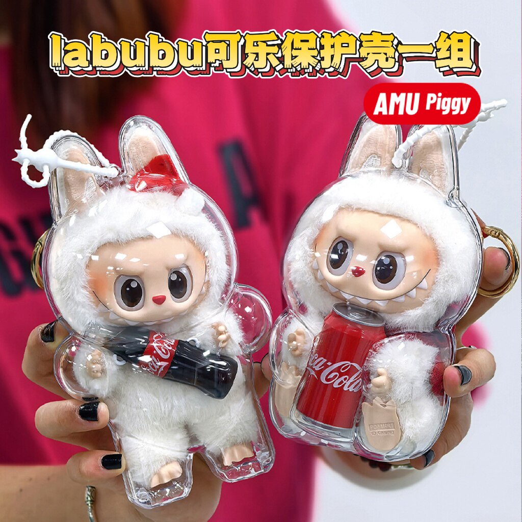 Labubu Protective Cover Coca-Cola Vinyl First and Second Generation Baby Cover Sitting Protective Case Labubu Dust Cover Mask