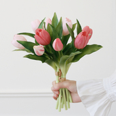 栀美家 高档郁金香仿真花 婚礼手捧花假花花束插花摆件餐桌花艺