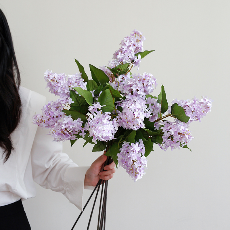 栀美家 梦幻丁香花假花仿真花摆设样板房 花瓶摆件客厅插花花束