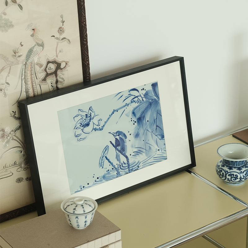 栀美家 新中式青花瓷板画 客厅装饰画沙发背景墙挂画玄关摆件图片
