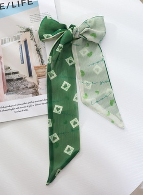 夏季细窄长条丝巾绿色系腰带发带飘带绑包配饰雪纺装饰编发绑发