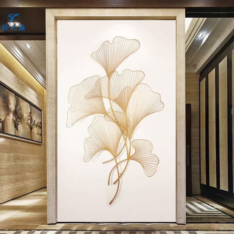 现代银杏叶壁挂轻奢酒店软装背景墙装饰品金属创意挂饰铁艺墙饰|msdalam kategori Aksesori rumah, mural - dari Buy2taobao.com untuk memberikan perkhidmatan ejen Taobao profesional membeli