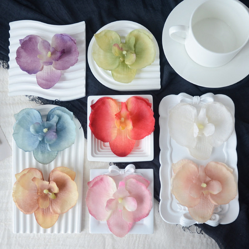 蝴蝶兰花头仿真花假花绢花婚庆花墙配件diy手工装饰花片花瓣花朵