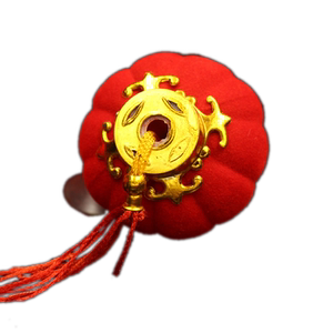 植绒红灯笼挂树上盆景新年装饰