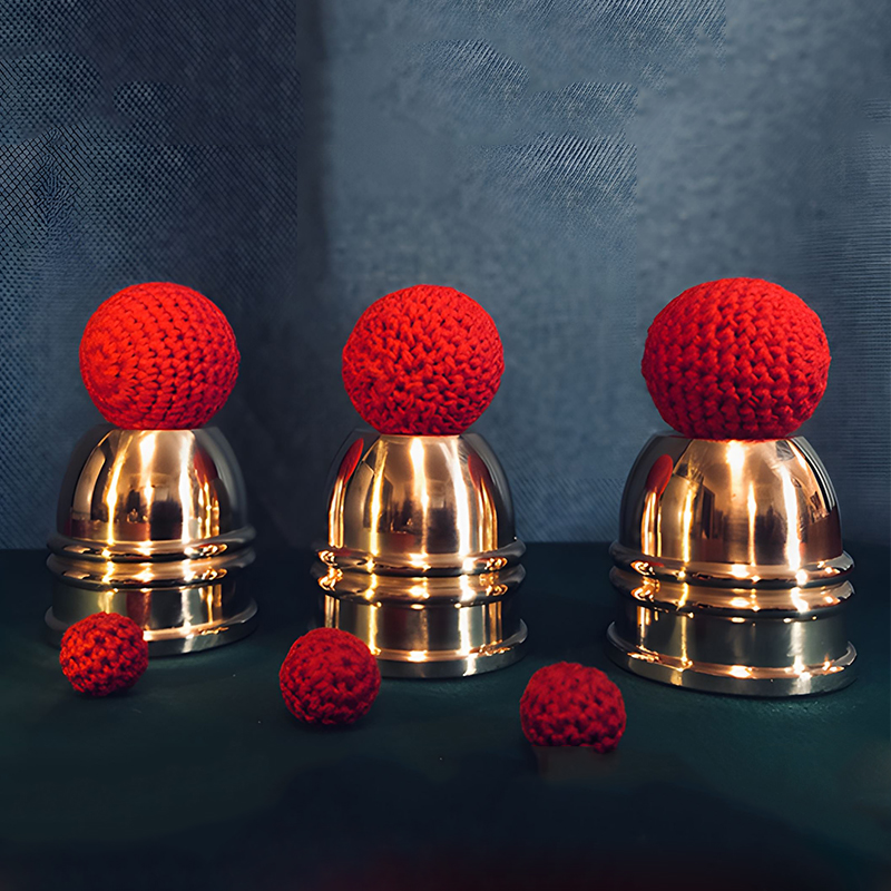 近景魔术道具 不真实的迷你三杯球黄铜材质制作 三仙归洞多种玩法