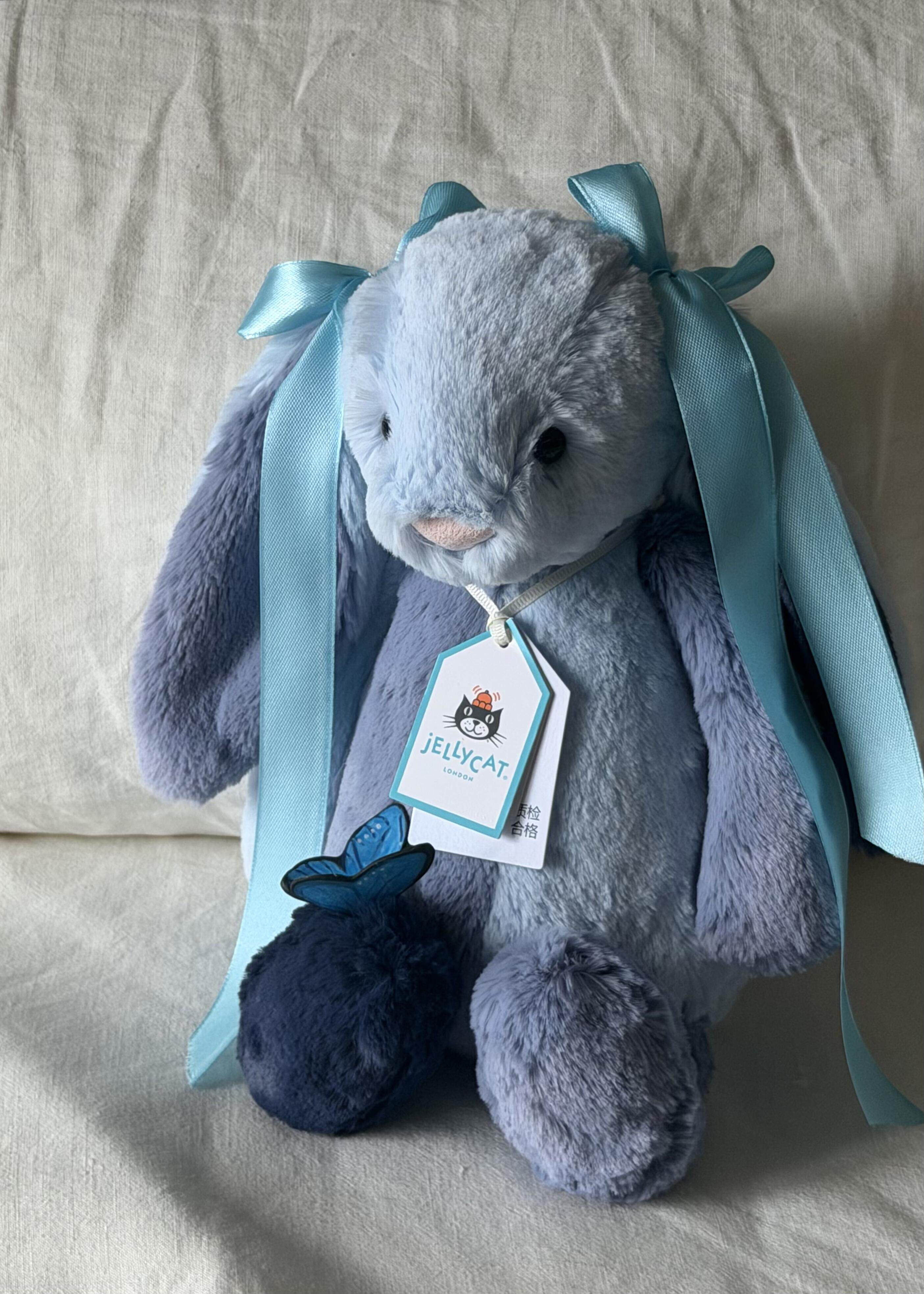 英国Jellycat派得溪邦尼兔毛绒玩偶玩具蓝色拼布兔子生日礼物