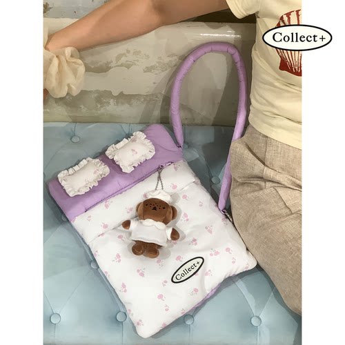 《随处躺平》小床电脑包手提单肩包苹果华为笔记本内胆包保护套