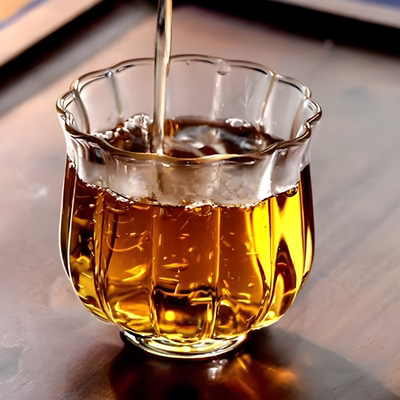 耐热玻璃日式花瓣杯透明莲花茶杯
