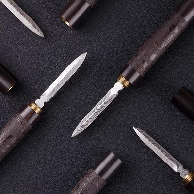 茶刀大马士革普洱茶刀不锈钢茶针