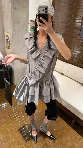 He深圳南油设计师品牌2026夏季新款韩版时尚宽松百搭无袖上衣女