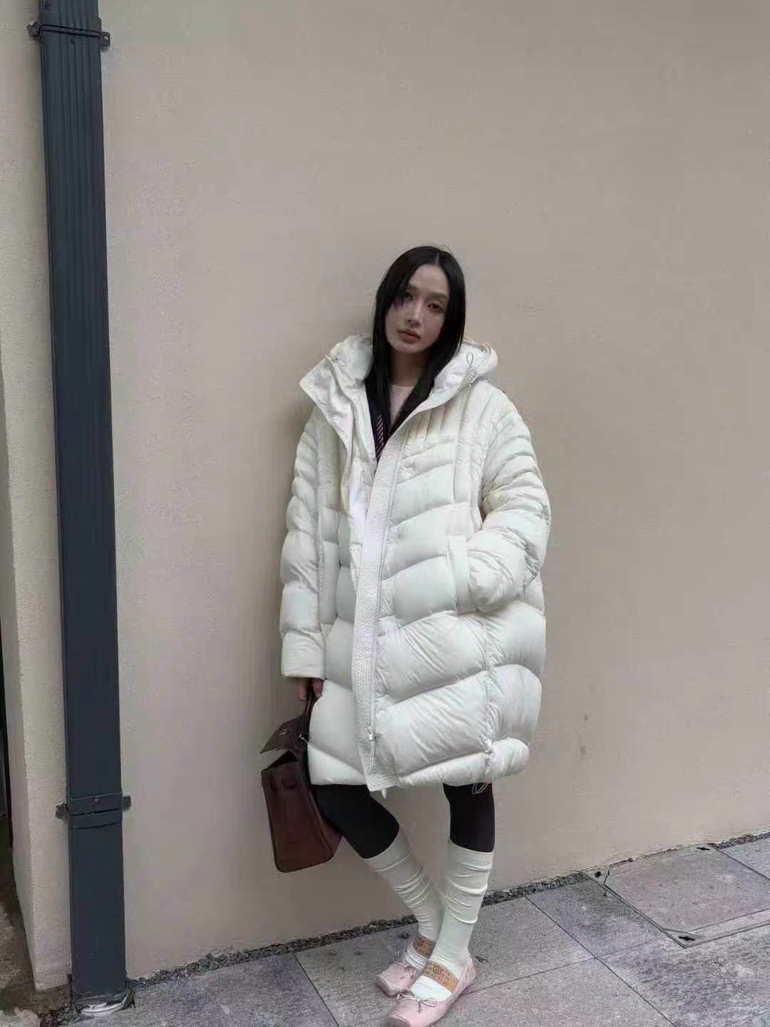 fr特价不退不换2025冬新时尚百搭宽松显瘦连帽长款羽绒服女外套潮