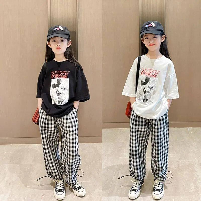 女童套装2023夏季新款韩版洋气中大童宽松儿童短袖T恤裤子夏装女