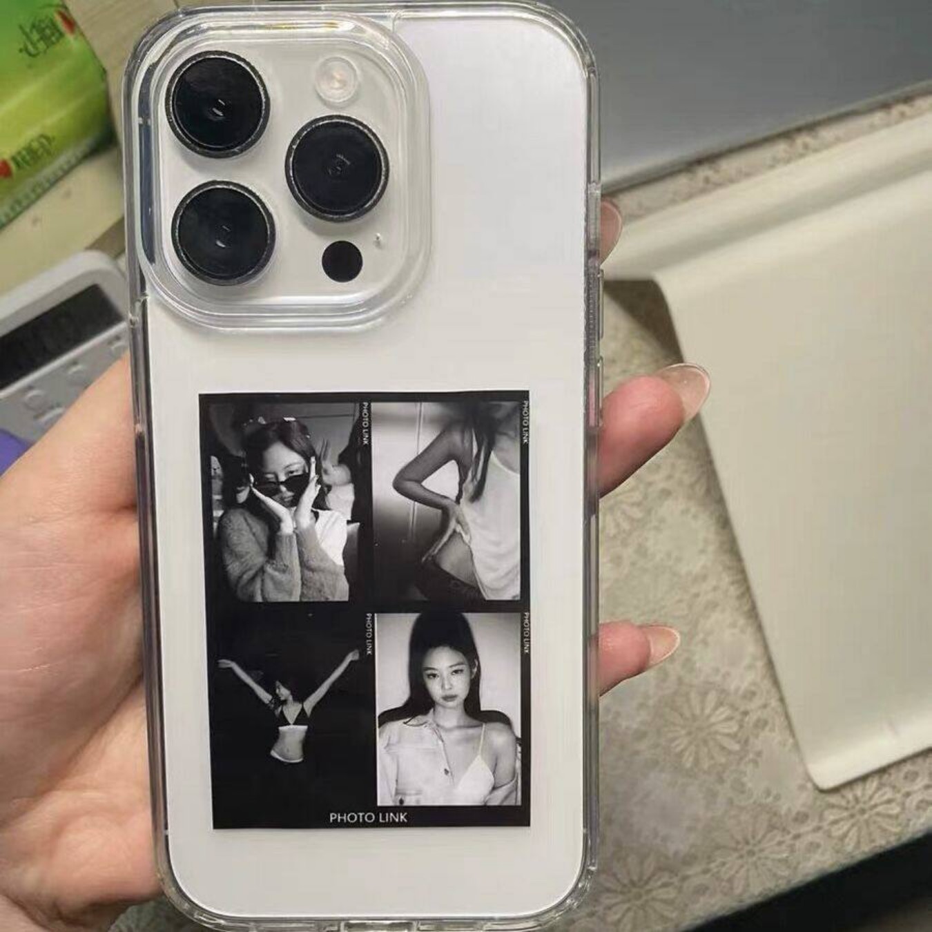 简约高级感金智妮jennie四宫格照片DIY来图定制适用15苹果16promax手机壳iphone17防摔12小众14Pro透明11潮13