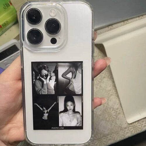 简约高级感金智妮jennie四宫格照片DIY来图定制适用15苹果16promax手机壳iphone17防摔12小众14Pro透明11潮13